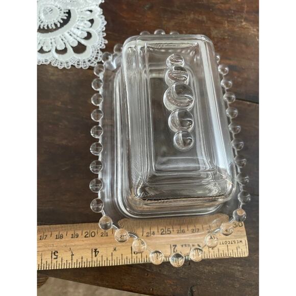 Vintage Imperial Candlewick Covered Butter Dish Beaded Bauble Clear - Picture 5 of 10